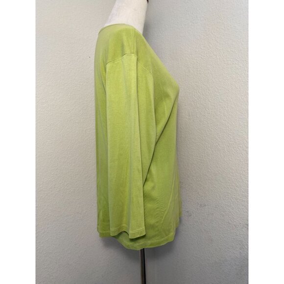 Naturals Coldwater Creek Women's Lime Green Pullover‎ Blouse Size XL - Picture 2 of 12